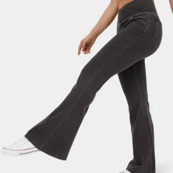 HALARA Denim - HALARA Magic High Waisted Crossover Pocket Stretchy Knit Denim Super Flare XS